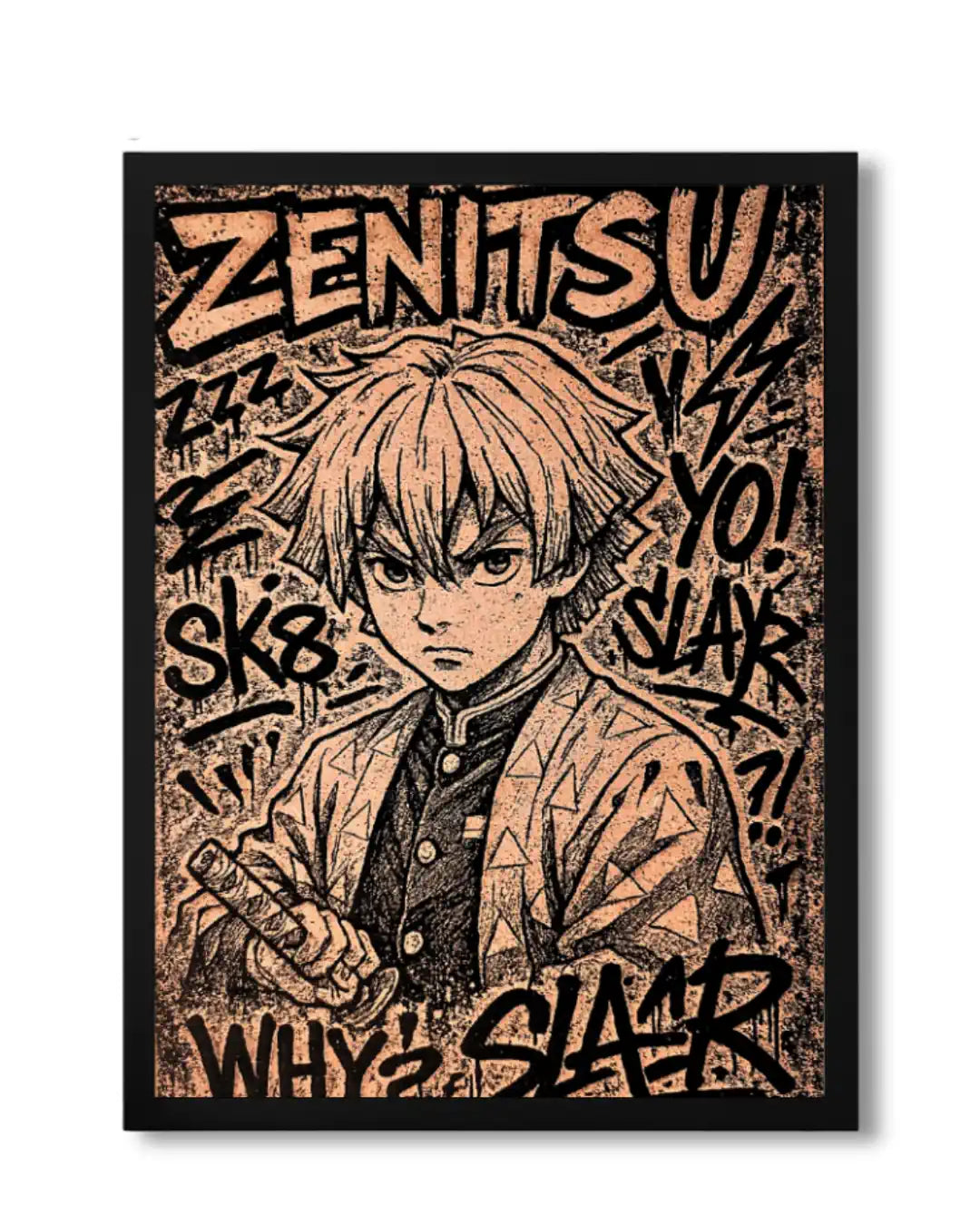 Zenitsu Agatsuma Thunder Breathing - Demon Slayer Anime Wood Art
