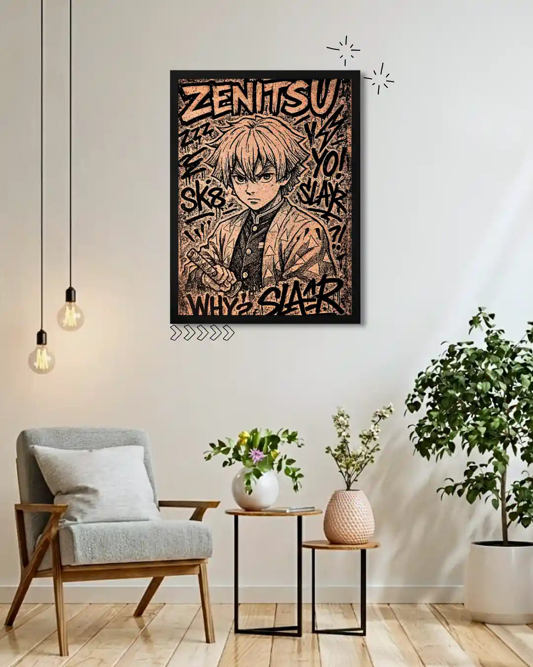 Zenitsu Agatsuma Thunder Breathing - Demon Slayer Anime Wood Art