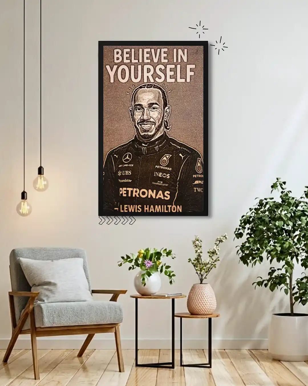 Sir Lewis Hamilton F1 44 - Formula 1 Legend Wood Portrait