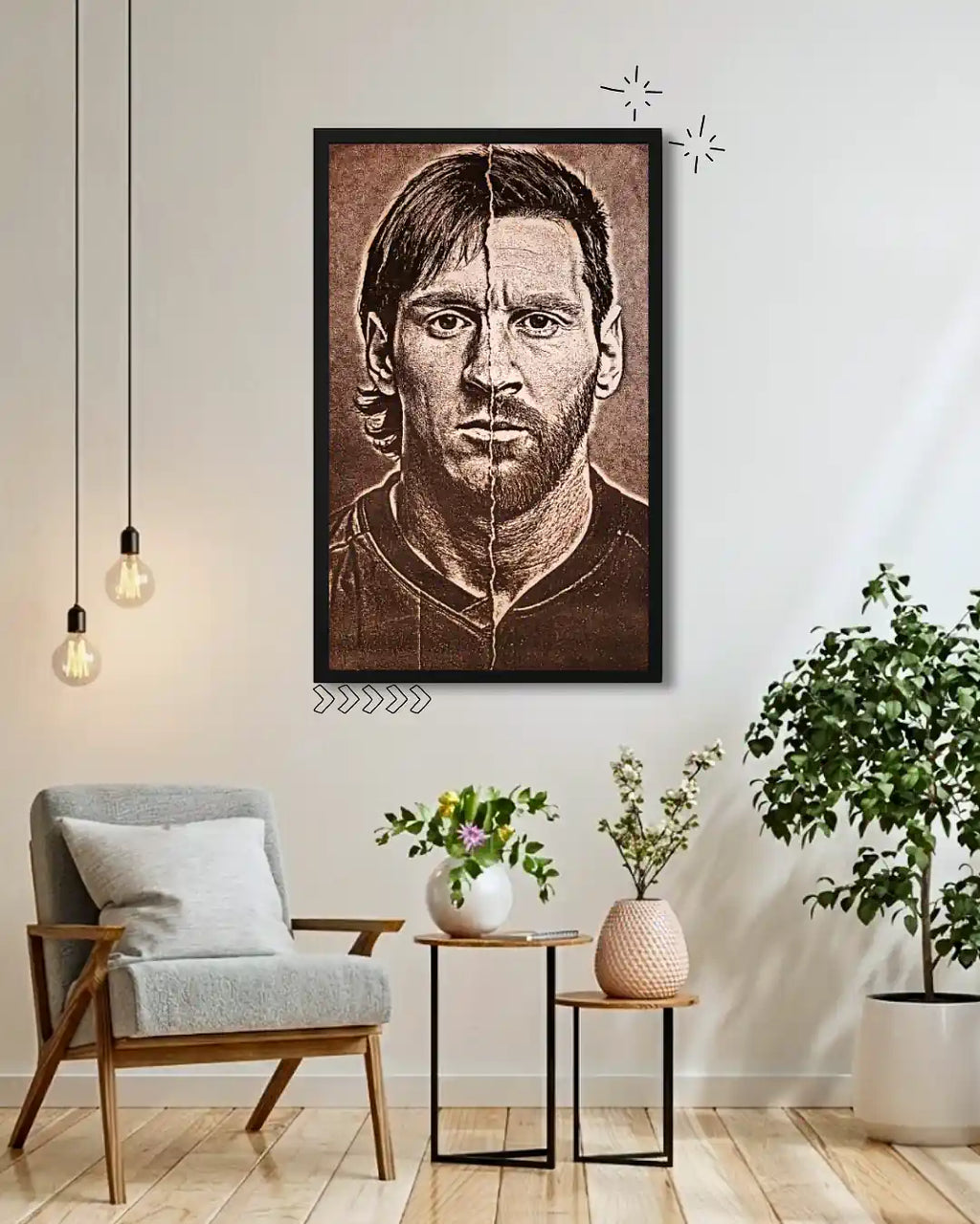 Lionel Messi Side Profile - Minimalist Football