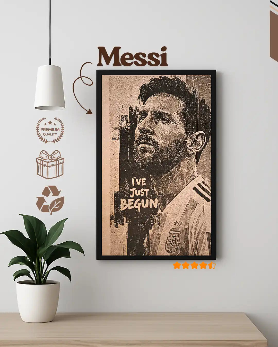 Lionel Messi Determination Quote - Motivational Sports Wall Sign