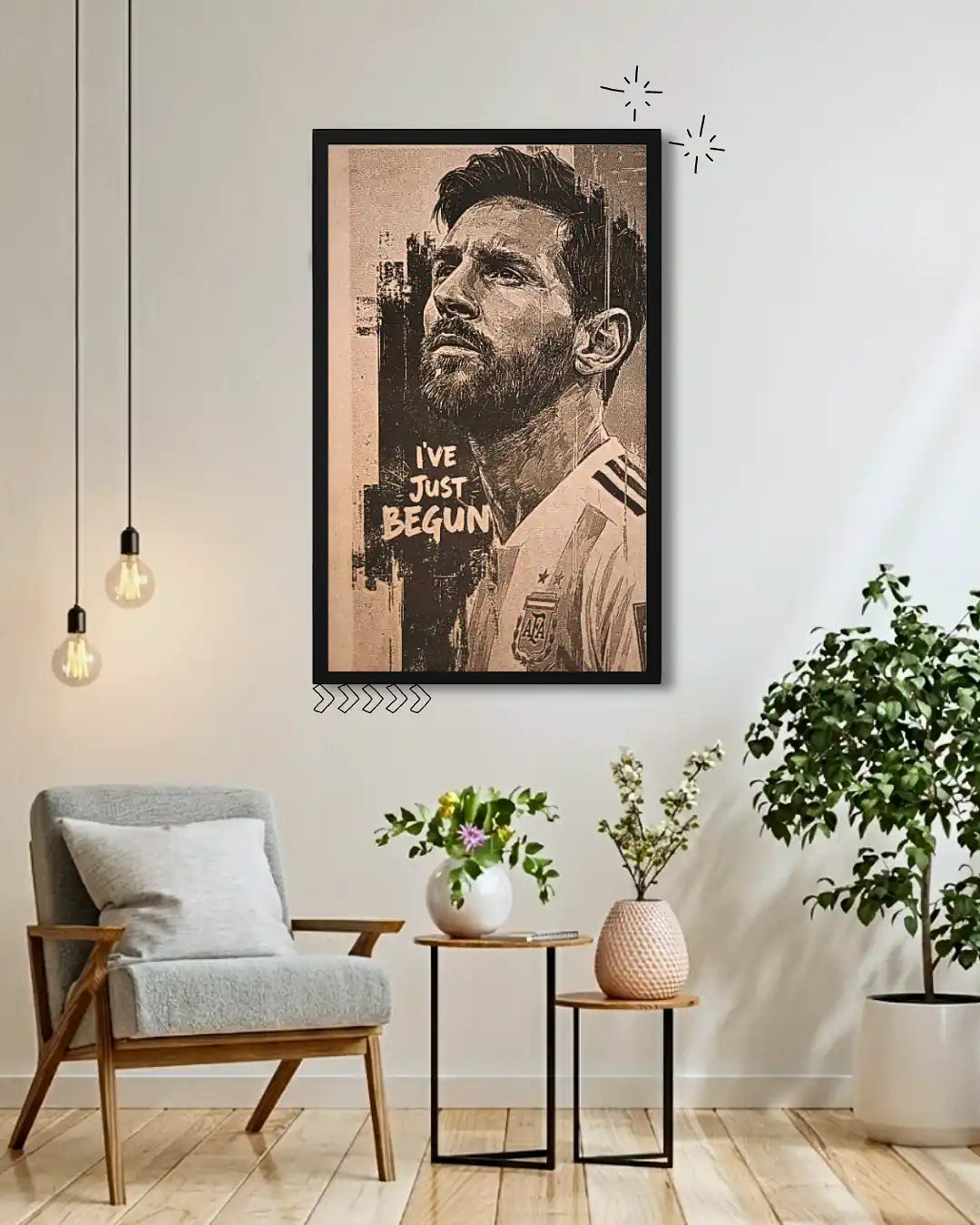 Lionel Messi Determination Quote - Motivational Sports Wall Sign