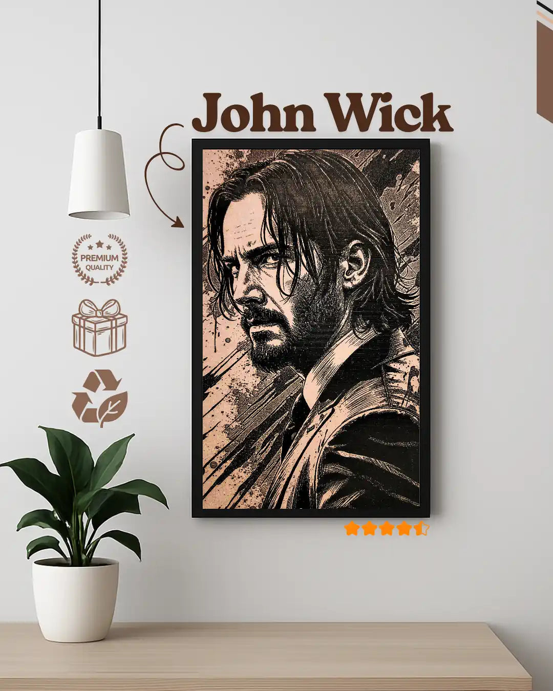 John Wick Baba Yaga - Keanu Reeves Action Movie Wood A