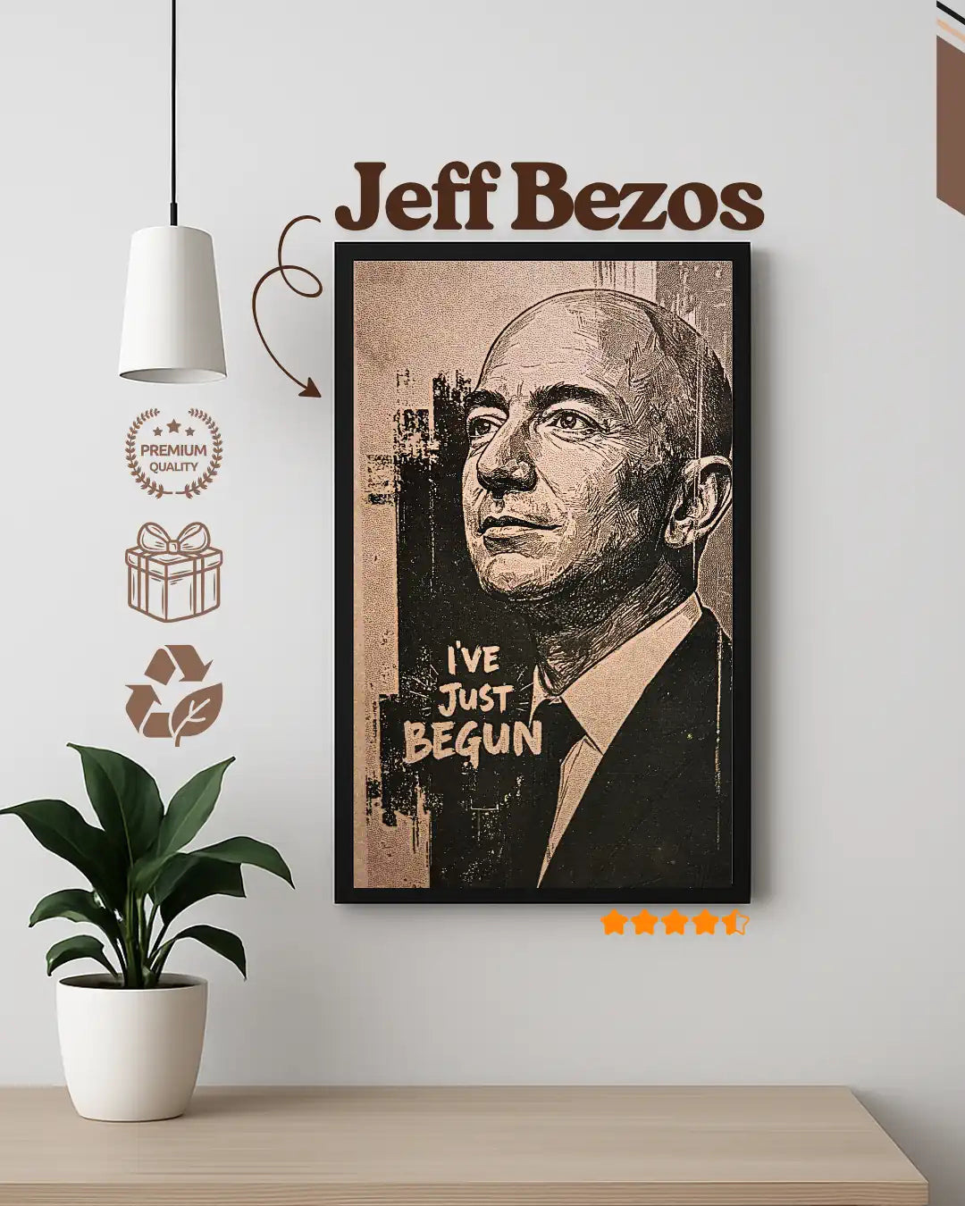 Jeff Bezos Amazon Founder - Business Entrepreneur Wood Poster