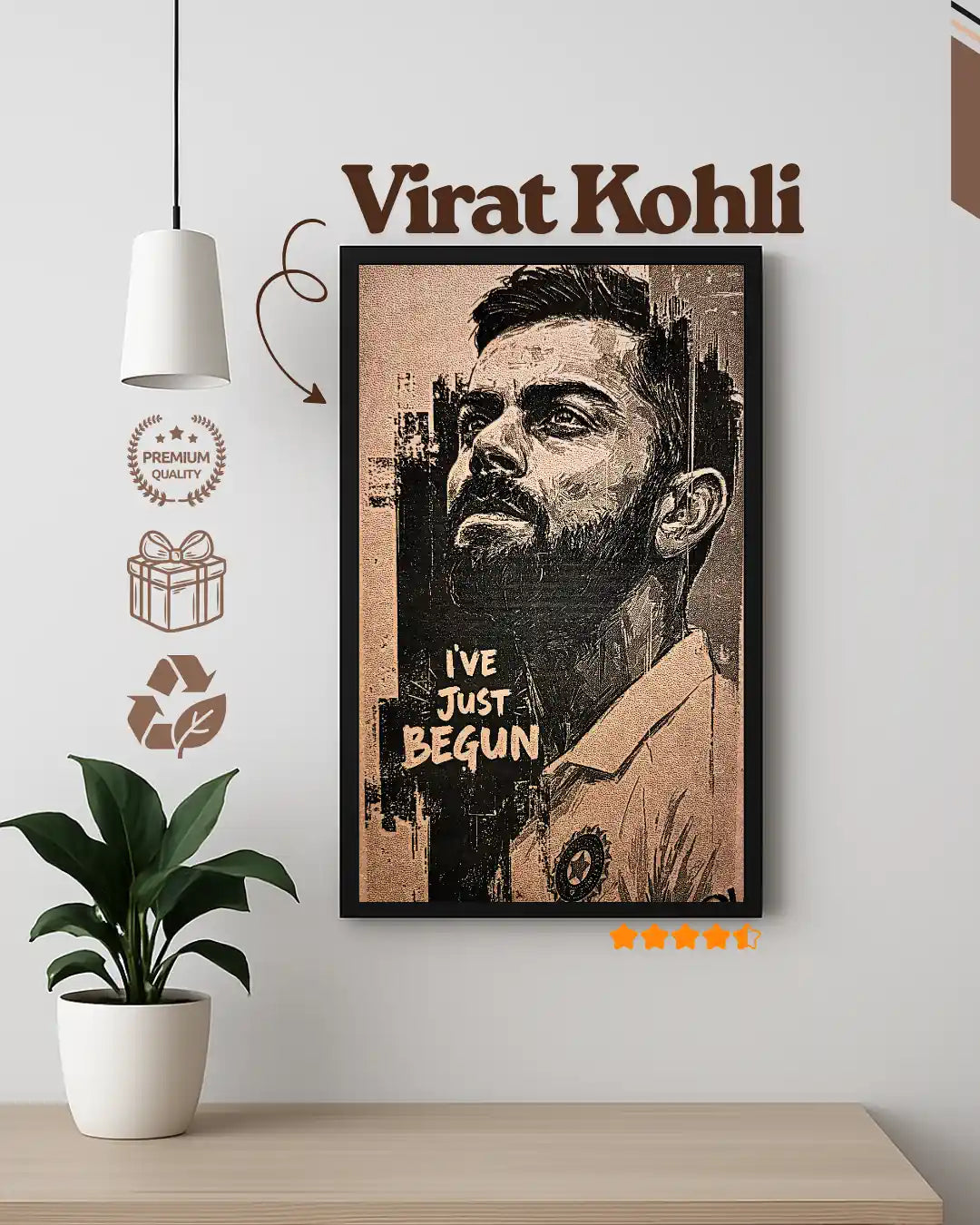 Virat Kohli King Kohli - Indian Cricket Legend Wood Portrait