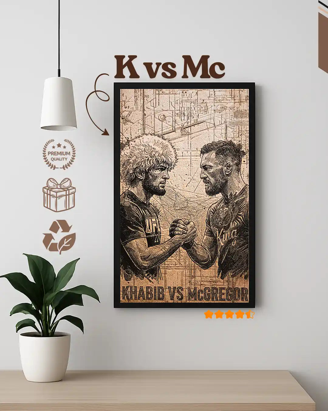 Khabib vs McGregor UFC 229 Faceoff - MMA Legend Wood Poster