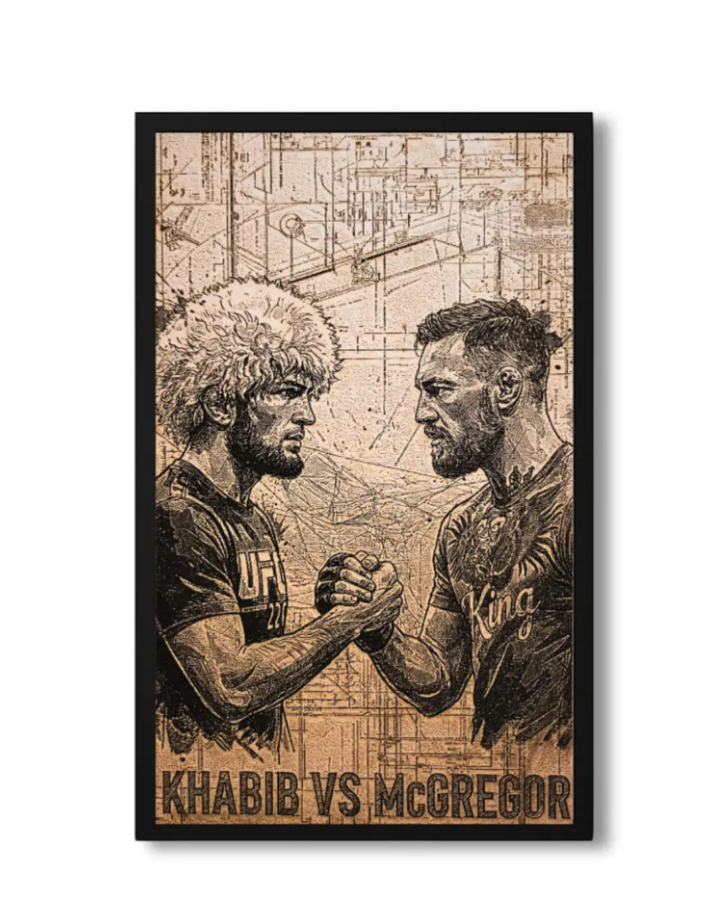 Khabib vs McGregor UFC 229 Faceoff - MMA Legend Wood Poster