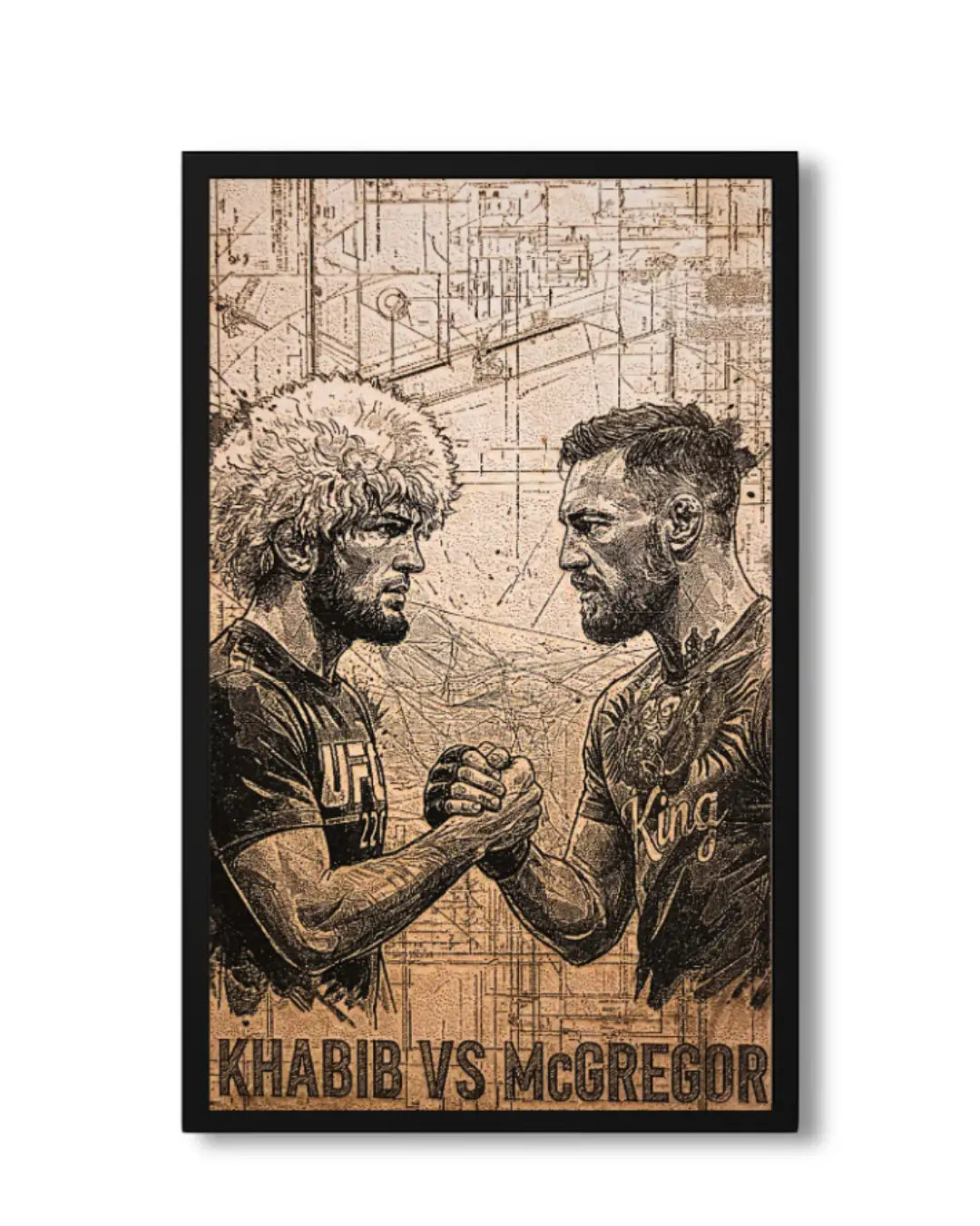 Khabib vs McGregor UFC 229 Faceoff - MMA Legend Wood Poster