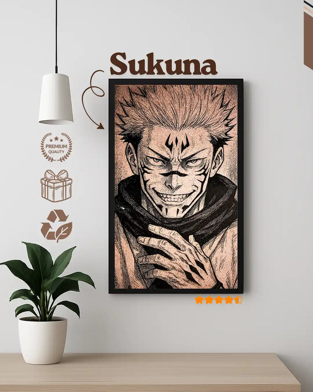 Ryomen Sukuna King of Curses Jujutsu Kaisen Anime Wood Plaque