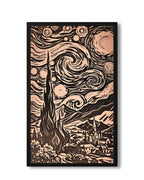 Van Gogh Starry Night - 3D Textured Fine Art Wood Carving