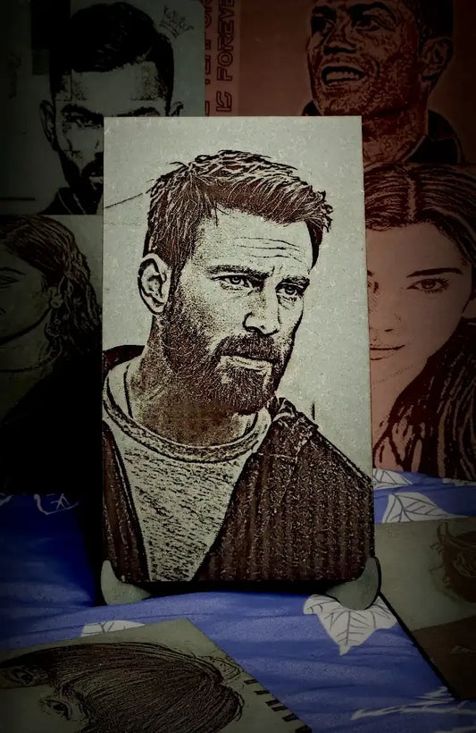 Evans Engraved: Handcrafted Wooden Portraits of Captain America