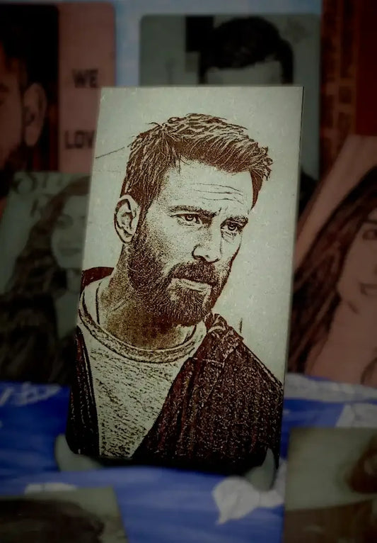 Evans Engraved: Handcrafted Wooden Portraits of Captain America