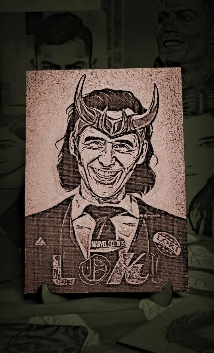 Mischief Managed: Handcrafted Wooden Portraits of Loki