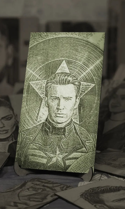 Evans Engraved: Handcrafted Wooden Portraits of Captain America 2