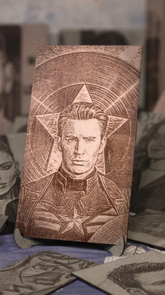 Evans Engraved: Handcrafted Wooden Portraits of Captain America 2